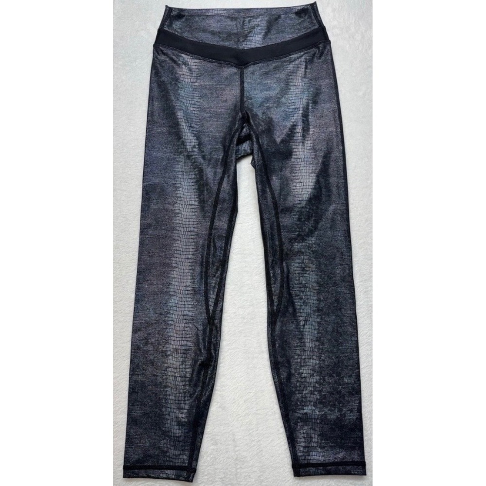 Zyia Active Metallic Black Iridescent Snakeskin Leggings Size 6-8